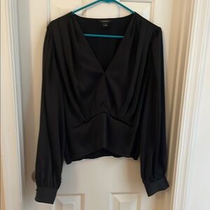 Halogen Black Puff Sleeve Fitted Blouse